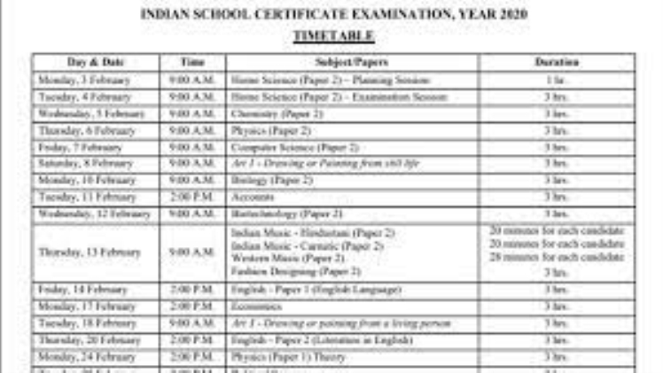 CISCE Board Remaining Exam Date 2020